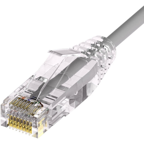 Unirise Clearfit Slim™ Cat6A 28AWG Patch Cable, Snagless, Gray, 1ft