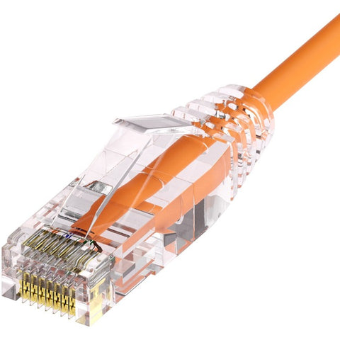 Unirise Clearfit Slim™ Cat6A 28AWG Patch Cable, Snagless, Orange, 1ft
