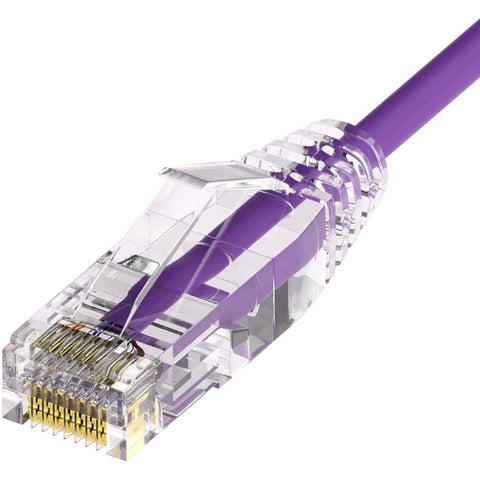 Unirise Clearfit Slim™ Cat6A 28AWG Patch Cable, Snagless, Purple, 1ft