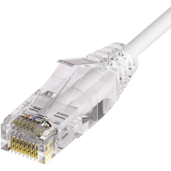 Unirise Clearfit Slim™ Cat6A 28AWG Patch Cable, Snagless, White, 1ft