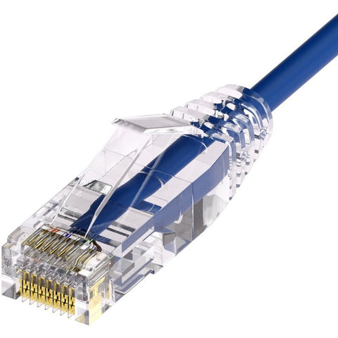 Unirise Clearfit Slim™ Cat6A 28AWG Patch Cable, Snagless, Blue, 2ft