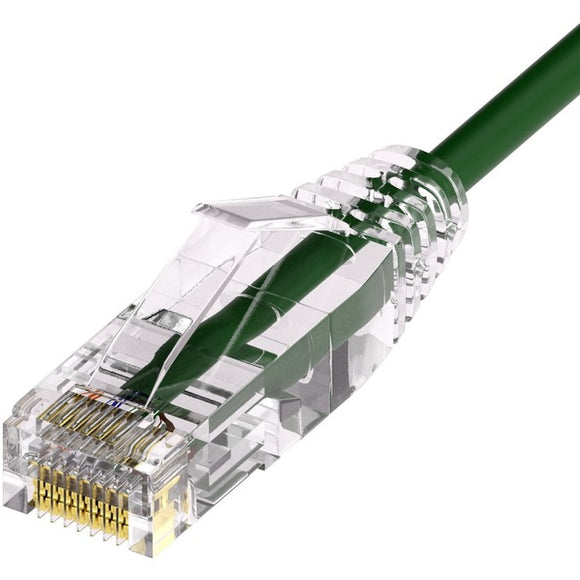 Unirise Clearfit Slim™ Cat6A 28AWG Patch Cable, Snagless, Green, 2ft