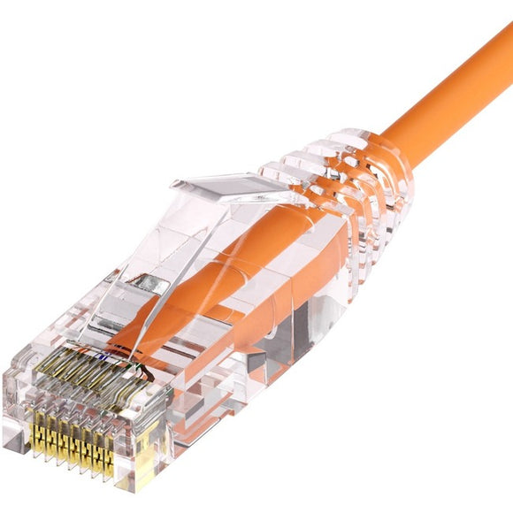 Unirise Clearfit Slim™ Cat6A 28AWG Patch Cable, Snagless, Orange, 2ft