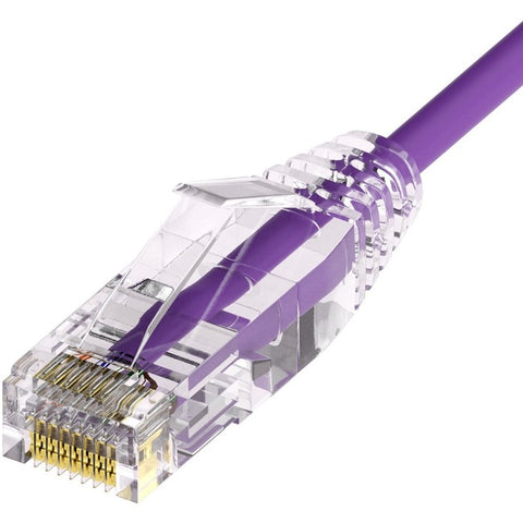 Unirise Clearfit Slim™ Cat6A 28AWG Patch Cable, Snagless, Purple, 2ft