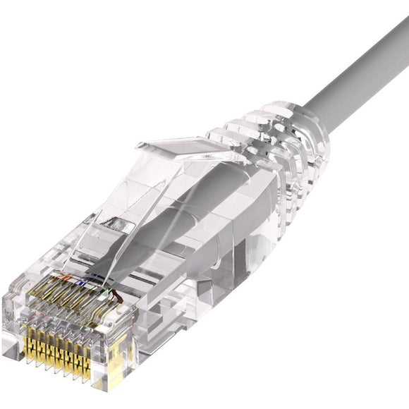 Unirise Clearfit Slim™ Cat6A 28AWG Patch Cable, Snagless, Gray, 4ft