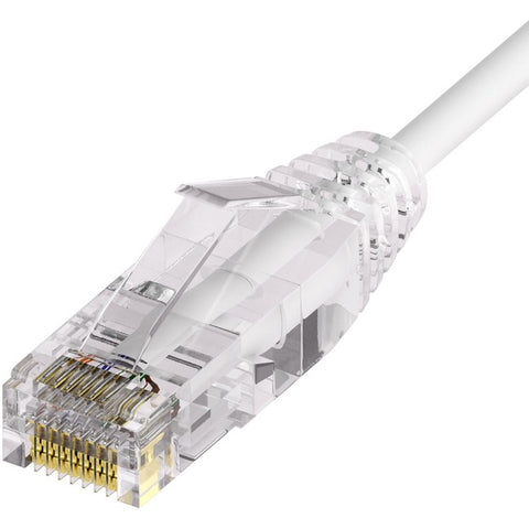 Unirise ClearFit Slim 28AWG Cat6A Patch Cable, Snagless, White, 12ft
