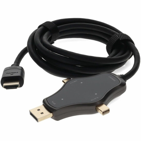 6ft (2m) Adapter Cable HDMI (4K) Male to 1X DisplayPort 1X MiniDisplayPort 1X USB-C 3.1 Male Black