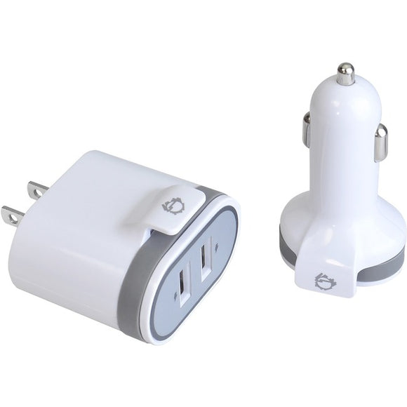 SIIG Fast Charging USB Wall Charger & Car Charger Bundle Pack - White