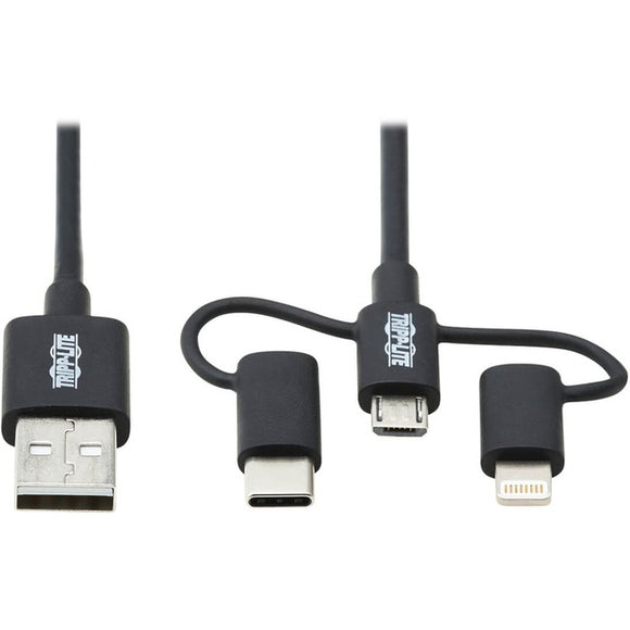 Tripp Lite USB-A to Lightning, USB Micro-B and USB C Sync/Charge Cable Universal 6ft
