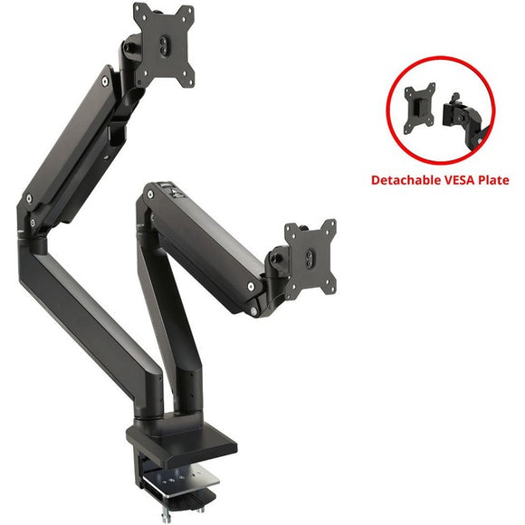SIIG Dual Monitor Heavy-Duty Premium Aluminum Gas Spring Desk Mount - 17 to 35