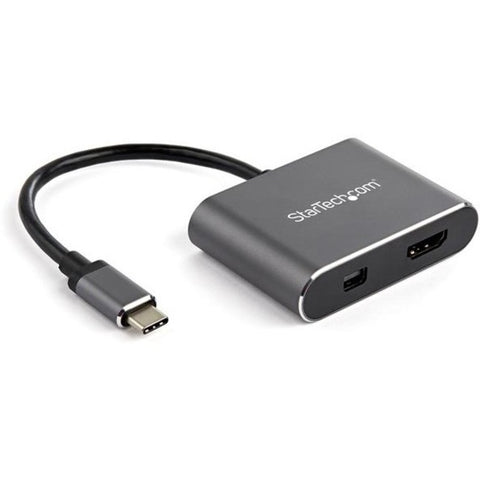 StarTech.com USB C Multiport Video Adapter - 4K 60Hz USB-C to HDMI 2.0 or Mini DisplayPort 1.2 Monitor Display Adapter - HBR2 HDR
