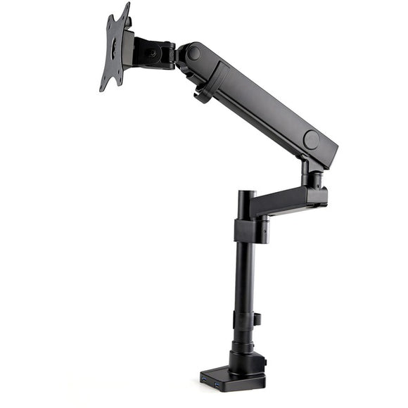 StarTech.com Desk Mount Monitor Arm with 2x USB 3.0 ports - Full Motion Single Monitor Pole Mount up to 8kg VESA Display - C-Clamp/Grommet