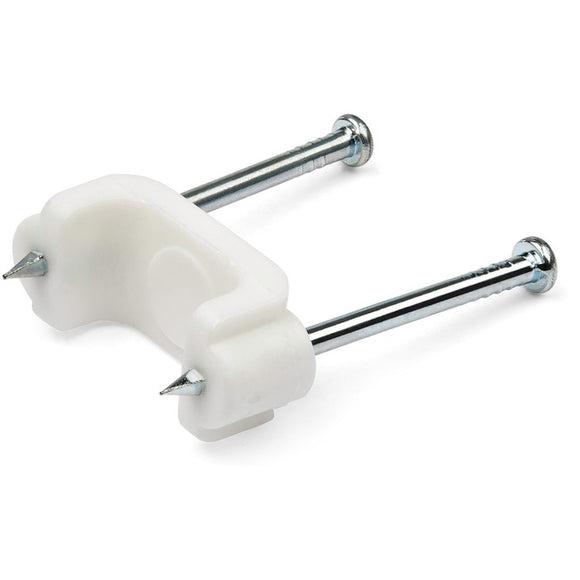StarTech.com 100 Pack Cable Clips with Nails - Two Steel Nails - Reusable Nail-in Clamps - Cord Mounting Clips/Fasteners/Tacks White - TAA