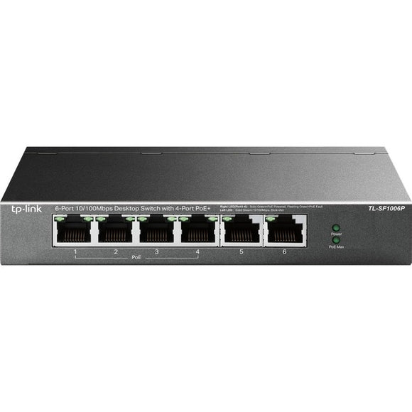 TP-Link TL-SF1006P - 6-Port Fast Ethernet 10/100Mbps PoE Switch - Limited Lifetime Protection