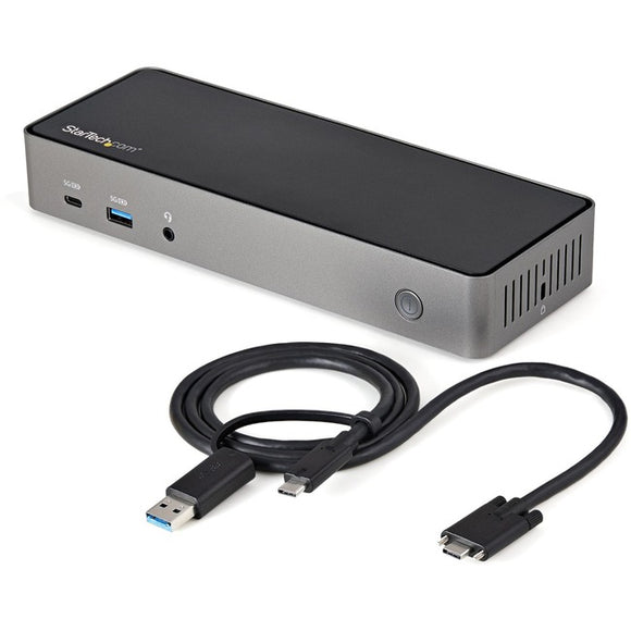 StarTech.com USB-C & USB-A Dock - Hybrid Triple Monitor Laptop Docking Station DisplayPort & HDMI 4K 60Hz/85W PD/6x USB/GbE/USB 3.1 Gen 2