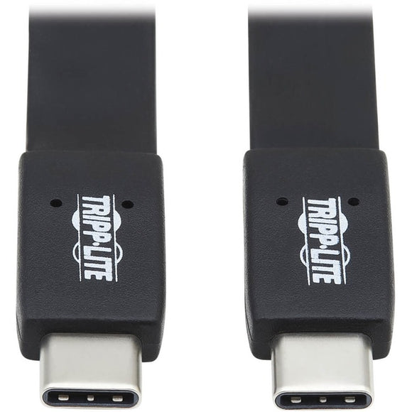 Tripp Lite USB C Cable Flat USB 3.1 10 Gbps M/M Thunderbolt 3 Black 16in