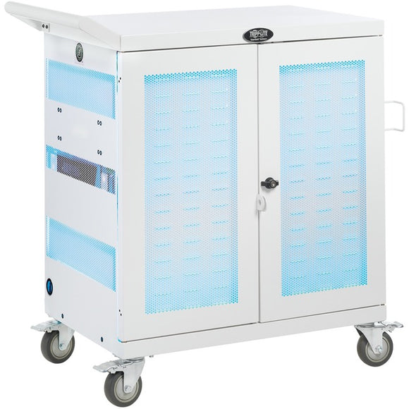 Tripp Lite Safe-IT UV Sanitizing Charging Cart 32-Port USB Antimicrobial for iPad and Android Tablet White