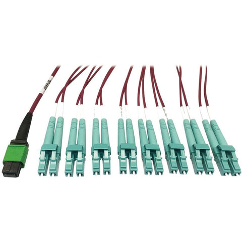 Tripp Lite Multimode Fiber Optic Breakout Cable 16F MTP/MPO-APC to x8 LC F/M 3M