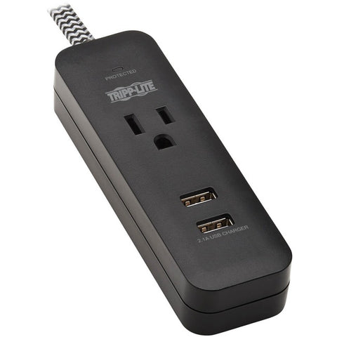 Tripp Lite Surge Protector Power Strip 1-Outlet with 2 USB Ports 2.1A 4ft Cord