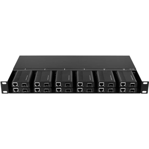 Axiom Mini-Media Converter Rack Mount Chassis - 1U, 12 Slots, Dual AC 220v