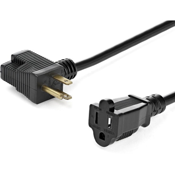 StarTech.com 1ft (0.3m) Short Extension Cord, NEMA 5-15P/R to NEMA 5-15R, 13A 125V, 16AWG, Black, Outlet Saver Power Extension Cable
