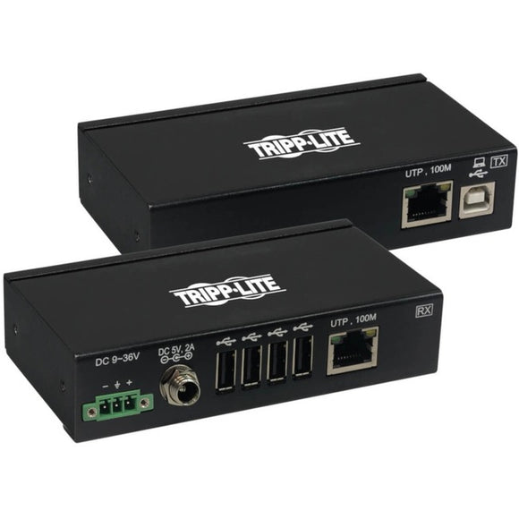 Tripp Lite USB Over Cat6 Extender Industrial 4-Port ESD Protection PoC TAA