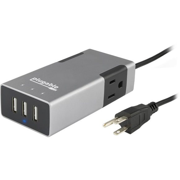 Plugable 2-Outlet Travel Power Strip with Built-In 3-Port 20W USB Universal Smart Charger