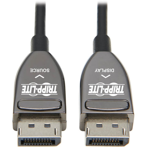 Tripp Lite DisplayPort Active Optical Cable (AOC), 8K 60 Hz (M/M), CL3 Rated, Latching Connectors, Black, 20 m (65 ft.)
