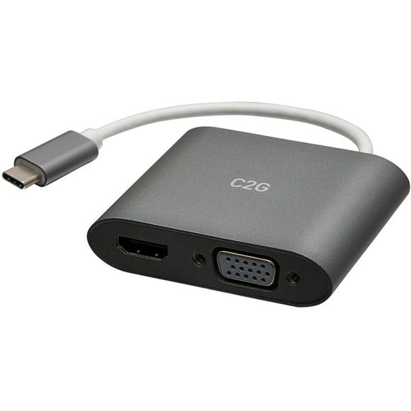 C2G C2G USB C to HDMI & VGA Dual Monitor Adapter - 4K 30Hz - White