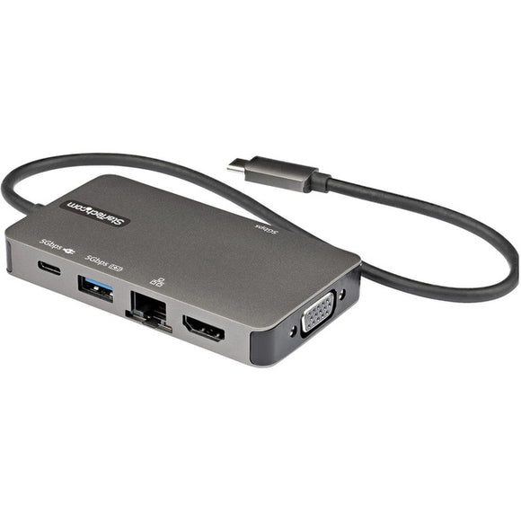 StarTech.com USB-C Multiport Adapter, USB C to 4K HDMI or VGA, USB Type-C Mini Dock, 100W PD Passthrough, 3x USB 3.0, GbE, 12