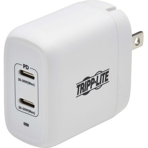 Tripp Lite USB C Wall Charger Dual-Port Compact 40W PD Charging GaN White