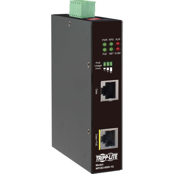 Tripp Lite Gigabit Ethernet PoE Injector Industrial 60W PoE++ IP30 1-Port