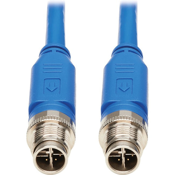 Tripp Lite M12 X-Code Cat6 1G UTP CMR-LP Ethernet Cable (M/M), IP68, PoE, Blue, 1 m (3.3 ft.)