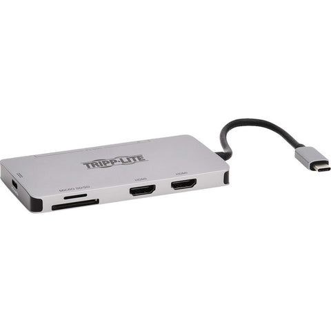 Tripp Lite USB C Dock Dual-Display 4K HDMI USB Hub Memory Card PD Charging Docking Station
