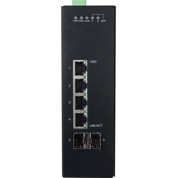 Tripp Lite 4-Port Lite Managed Industrial Gigabit Ethernet Switch - 10/100/1000 Mbps, 2 GbE SFP Slots, -10° to 60°C, DIN Mount