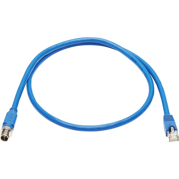 Tripp Lite Ethernet Cable Shielded M12 X-Code Cat6a M12 RJ45 M/M Blue 1M