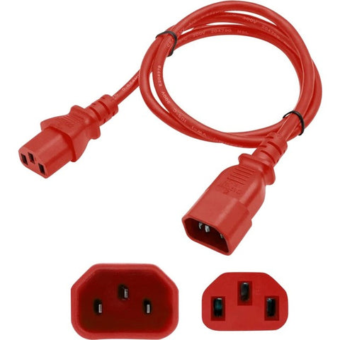 AddOn 6ft C13 Female to C14 Male 18AWG 100-250V at 10A Red Power Cable