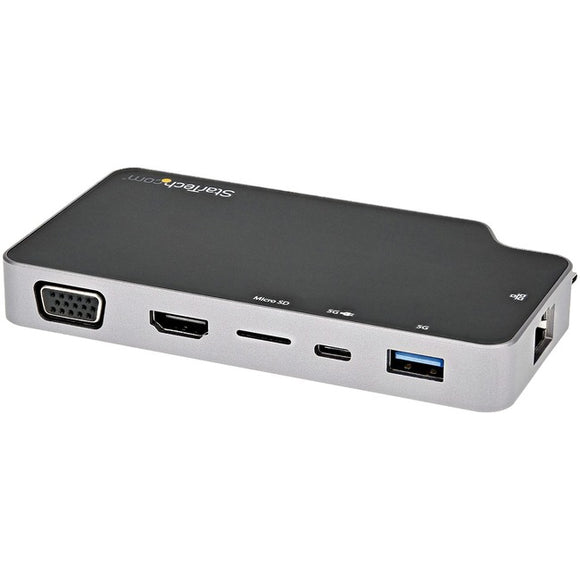 StarTech.com USB C Multiport Adapter, USB-C to 4K HDMI or VGA Video with 100W PD Pass-through, 10Gbps USB Hub/MicroSD/GbE, USB-C Mini Dock