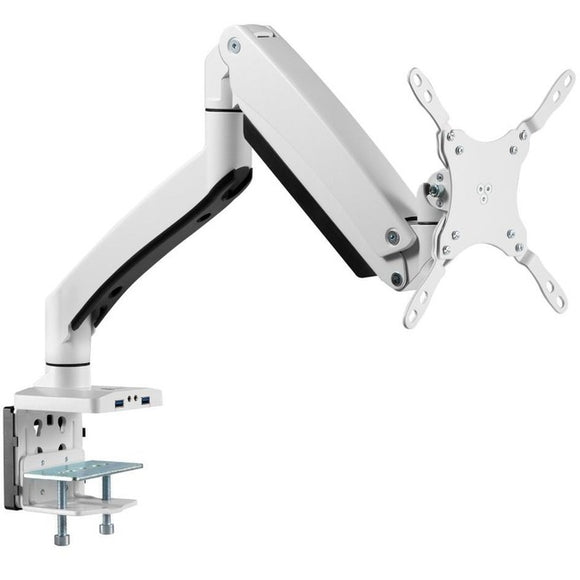 Single Monitor Gas Spring Aluminum Desk Monitor Arm with USB and Audio Ports - 17