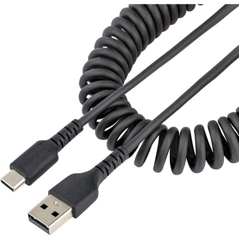StarTech.com 3ft (1m) USB A to C Charging Cable, Coiled Heavy Duty USB 2.0 A to Type-C, Durable Fast Charge & Sync USB-C Cable, Black, M/M