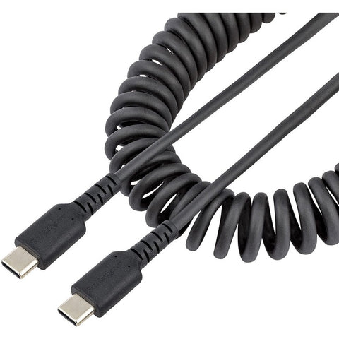 StarTech.com 20in (50cm) USB C Charging Cable, Coiled Heavy Duty Fast Charge & Sync USB-C Cable, High Quality USB 2.0 Type-C Cable, Black
