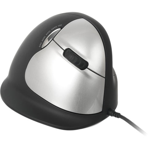 R-Go HE ergonomic mouse, vertical mouse, prevents RSI, large (hand length ? 185mm), right handed, wired, black