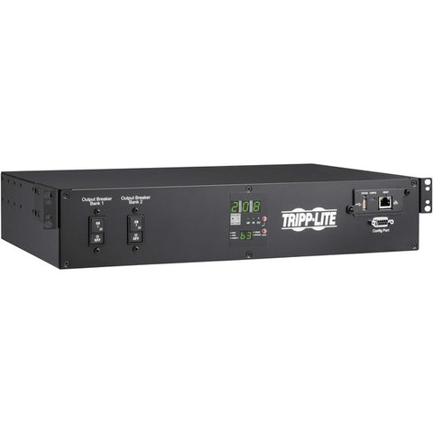 Tripp Lite 5.8kW 208/240V Single-Phase ATS/Monitored PDU - 16 C13, 2 C19 & 1 L6-30R Outlets, Dual L6-30P Inputs, 10 ft. Cords, 2U, TAA