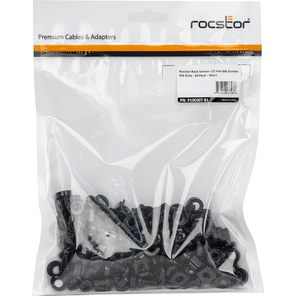 Rocstor Rack Screws - 50 Pack - Black