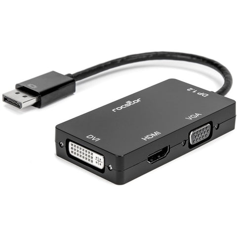 Rocstor Premium 3-in-1 DisplayPort to HDMI (4K), VGA, or DVI Converter Adapter