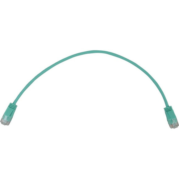Tripp Lite Cat6a 10G Snagless Molded Slim UTP Ethernet Cable (RJ45 M/M), PoE, Aqua, 1 ft. (0.3 m)
