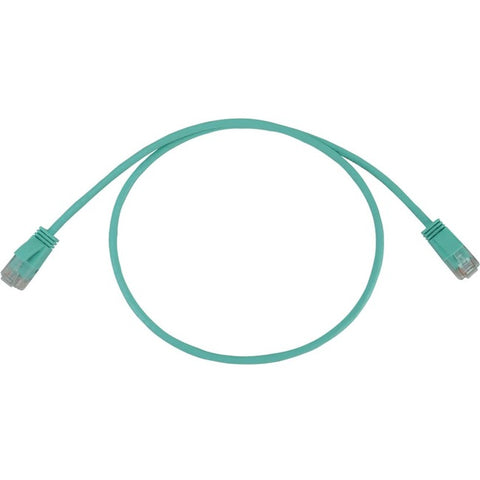 Tripp Lite Cat6a 10G Snagless Molded Slim UTP Ethernet Cable (RJ45 M/M), PoE, Aqua, 2 ft. (0.6 m)