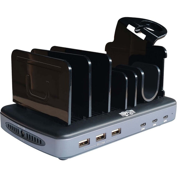 Tripp Lite 6-Port USB Charging Station - 60W USB-C, 2x 20W USB-C, 3x USB-A, PD Charging, Device and Apple Watch Storage