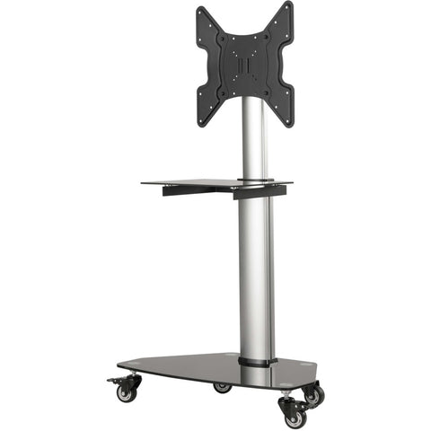 Tripp Lite by Eaton Premier Rolling TV Cart for 32" to 55" Displays, Black Glass Base and Shelf, Locking Casters