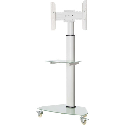 Tripp Lite by Eaton Premier Rolling TV Cart for 37" to 70" Displays, Frosted Glass Base and Shelf, Locking Casters, White